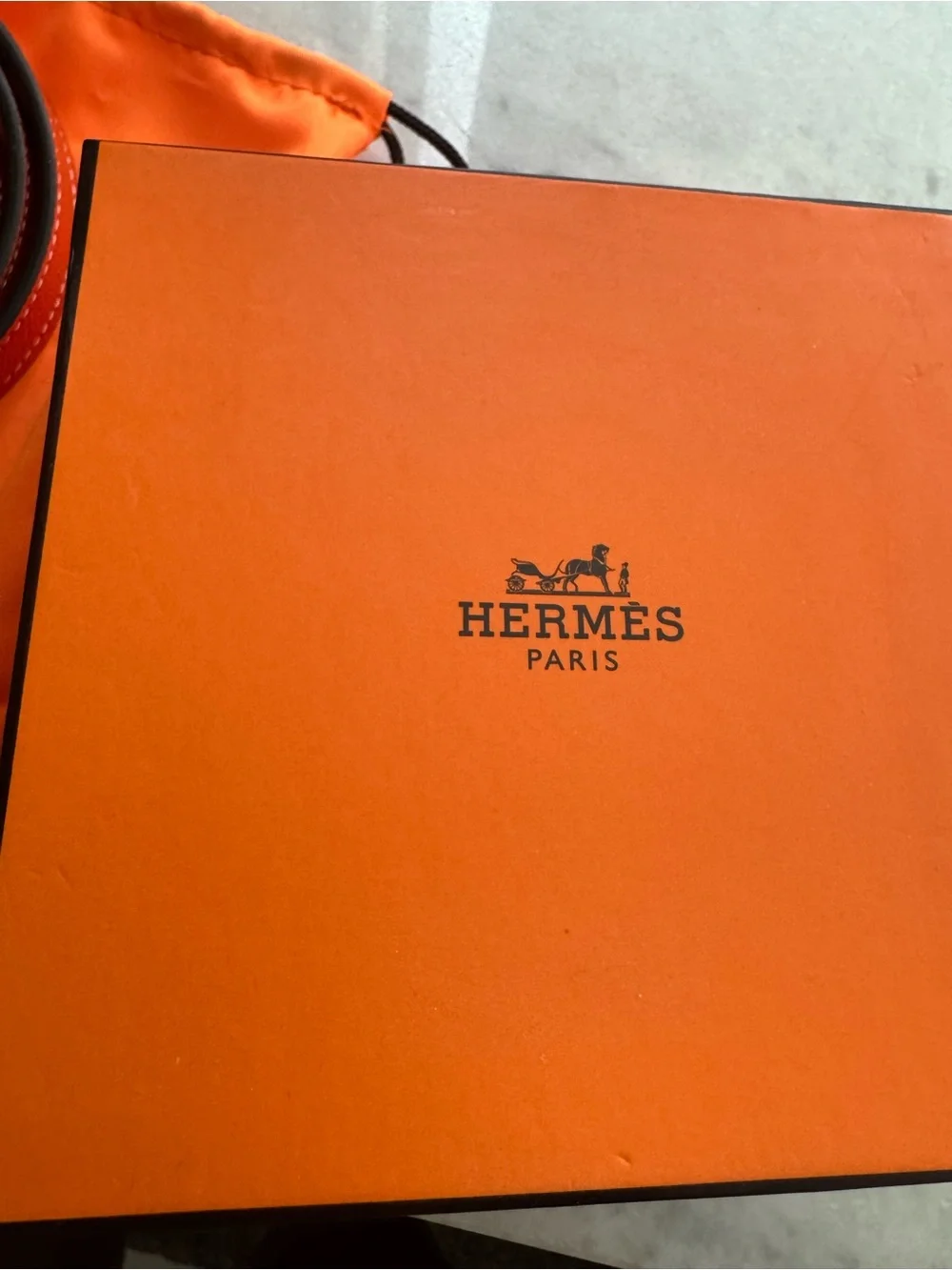 Hermès Orange and gold belt with a classic lock